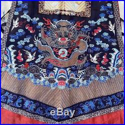 Antique Qing Chinese Xiapei Court Vest Gold Embroidery Rank Badge Bird Dragon