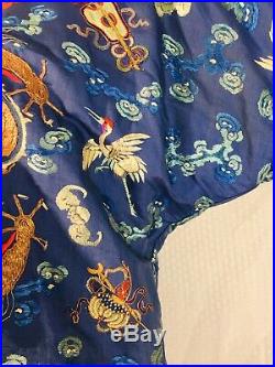 Antique Qing Dynasty Imperial Robe Chinese Embroidered Five Claw Dragon