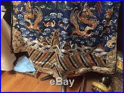Antique Silk Chinese Imperial Qing shirt Embroidered Haori dragons kimono pienfu