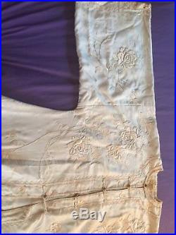 Antique Silk Embroidered Chinese Robe, Sing Fat Co. Dragon Label
