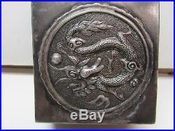 Antique Sterling Chinese Silver Cigarette Case Dragons Box AWESOME COLLECTIBLE