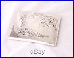 Antique Sterling Silver Chinese Dragon Cigarette Case Holder