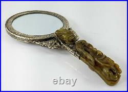 Antique Style Vintage Chinese Soapstone Jade Like Dragon Belt Hook Mirror