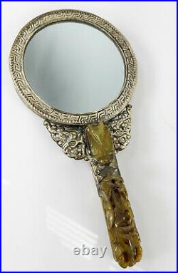 Antique Style Vintage Chinese Soapstone Jade Like Dragon Belt Hook Mirror