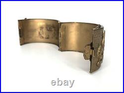 Antique Victorian Pinchbeck Bracelet Chinese Dragon Repousse Hinged Bangle Cuff