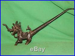 Antique, Vintage, Bronze Asian Chinese Dragon Incense Burner Or Smoking Pipe