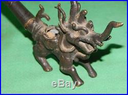 Antique, Vintage, Bronze Asian Chinese Dragon Incense Burner Or Smoking Pipe