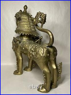 Antique Vintage Bronze Chinese Foo Dog Dragon Lion Statue Sculpture 16 Tall