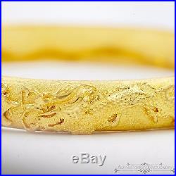 Antique Vintage C 1920 Deco 24k Pure Gold Chinese Phoenix Dragon Bangle Bracelet