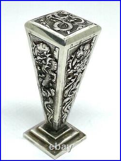 Antique Vintage Chinese Dragon Sterling Silver Wax Seal Stamp 25. 74g