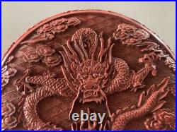 Antique Vintage Chinese Lacquerware Exquisite Dragon Jewelry Box Storage Box Art