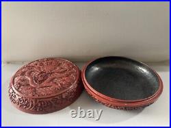 Antique Vintage Chinese Lacquerware Exquisite Dragon Jewelry Box Storage Box Art