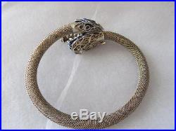 Antique-Vintage Chinese Mesh Silver Enamel Dragon Bracelet