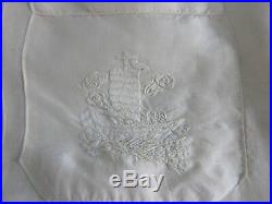 Antique Vintage Chinese Silk Embroidered Cream RobeDragonsSailboatsAmazing
