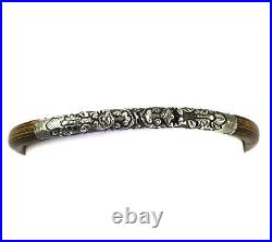 Antique Vintage Chinese Silver Repousse Double Dragon Bamboo Bangle Bracelet