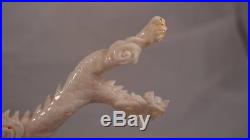 Antique Vintage Chinese White Coral Angel Skin Figure Status Carving Dragon