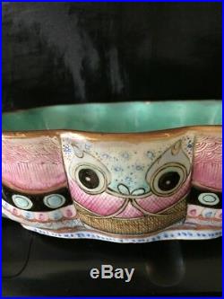 Antique Vintage Chinese White Porcelain Enamel Carved Bat Dragon Gilded Bowl