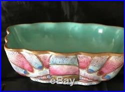 Antique Vintage Chinese White Porcelain Enamel Carved Bat Dragon Gilded Bowl