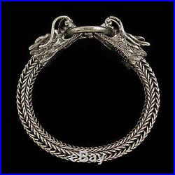 Antique Vintage Deco Sterling Silver Chinese Byzantine Biker Dragon Bracelet