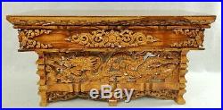 Antique/Vtg Chinese 20 Carved Wood Dragon Pheonix Folding Display or Wall Shelf