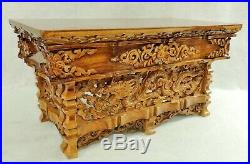 Antique/Vtg Chinese 20 Carved Wood Dragon Pheonix Folding Display or Wall Shelf