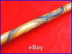 Antique Walking Cane Stick Bamboo Carved Dragon Decoration Chinese Or Japanese