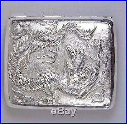 Antique Wang Hing Silver China Chinese Dragon Card Cigarette Case Box 1900