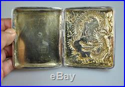 Antique Wang Hing Silver China Chinese Dragon Card Cigarette Case Box 1900