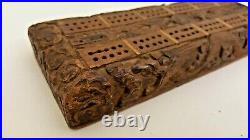 Antique Wood Cribbage Board Chinese Dragon