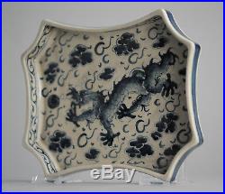 Antique ca 1900 Qing Serving Plate Dragon Porcelain Chinese Qing China Vietnam