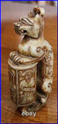 Antique chinese jade carved dragon pixiu 3.25