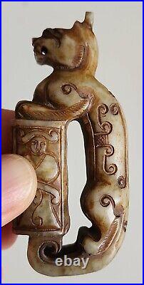 Antique chinese jade carved dragon pixiu 3.25