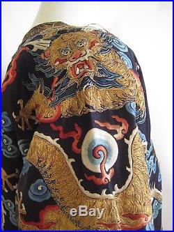 Antique chinese qing dynasty embroidered peking 5 claw royal court dragon robe