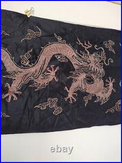 Antique chinese silk embroided dragon textile panel item465