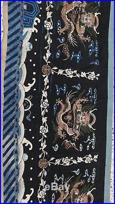 Antique chinese silk qing dynasty textile wall hanging bats dragon rank badges