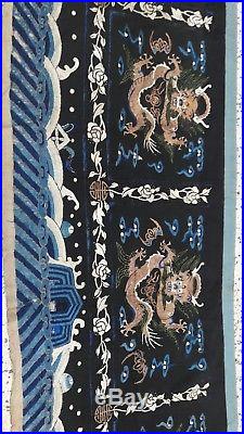 Antique chinese silk qing dynasty textile wall hanging bats dragon rank badges