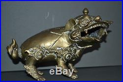 Antique early 20th century Chinese bronze dragon/dog of fo incense burner, c 1910