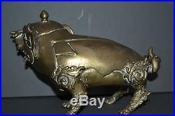 Antique early 20th century Chinese bronze dragon/dog of fo incense burner, c 1910