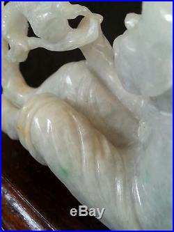 Antique finely carved chinese white Nephrite jade Man vs Dragon, very heavy 4