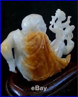 Antique finely carved chinese white Nephrite jade Man vs Dragon, very heavy 4