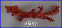 Antique hand carved red coral Chinese dragon