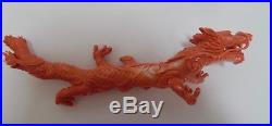 Antique hand carved red coral Chinese dragon