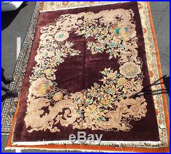 Auth 1920's Antique Chinese Art Deco Rug Maroon 9x12 Wool Beauty! W DRAGONS nr