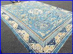 Auth Mid 19th C Antique Imperial Chinese 12x14'6 5 Claws Dragon Museum Rug NR