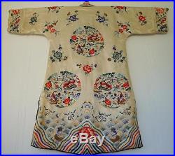 BEAUTIFUL Antique 19th Century EMBROIDERED Silk JACKET Robe CHINESE Dragon
