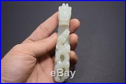 Beautiful Antique Chinese Hand Carved Jade Dragon Belt Buckle