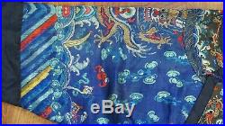 Beautiful Antique Chinese Silk Blue Dragon Robe 9 Dragons Qing