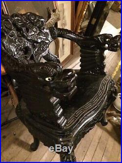 Beautiful Chinese Carved Dragon Chair Shipping Ok 34 Tall