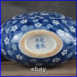 Beautiful Chinese Hand Painting Blue&white Porcelain Dragon Flat Vase