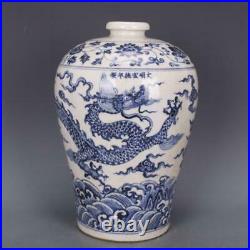 Beautiful Chinese Ming Blue White Porcelain Dragon Vase